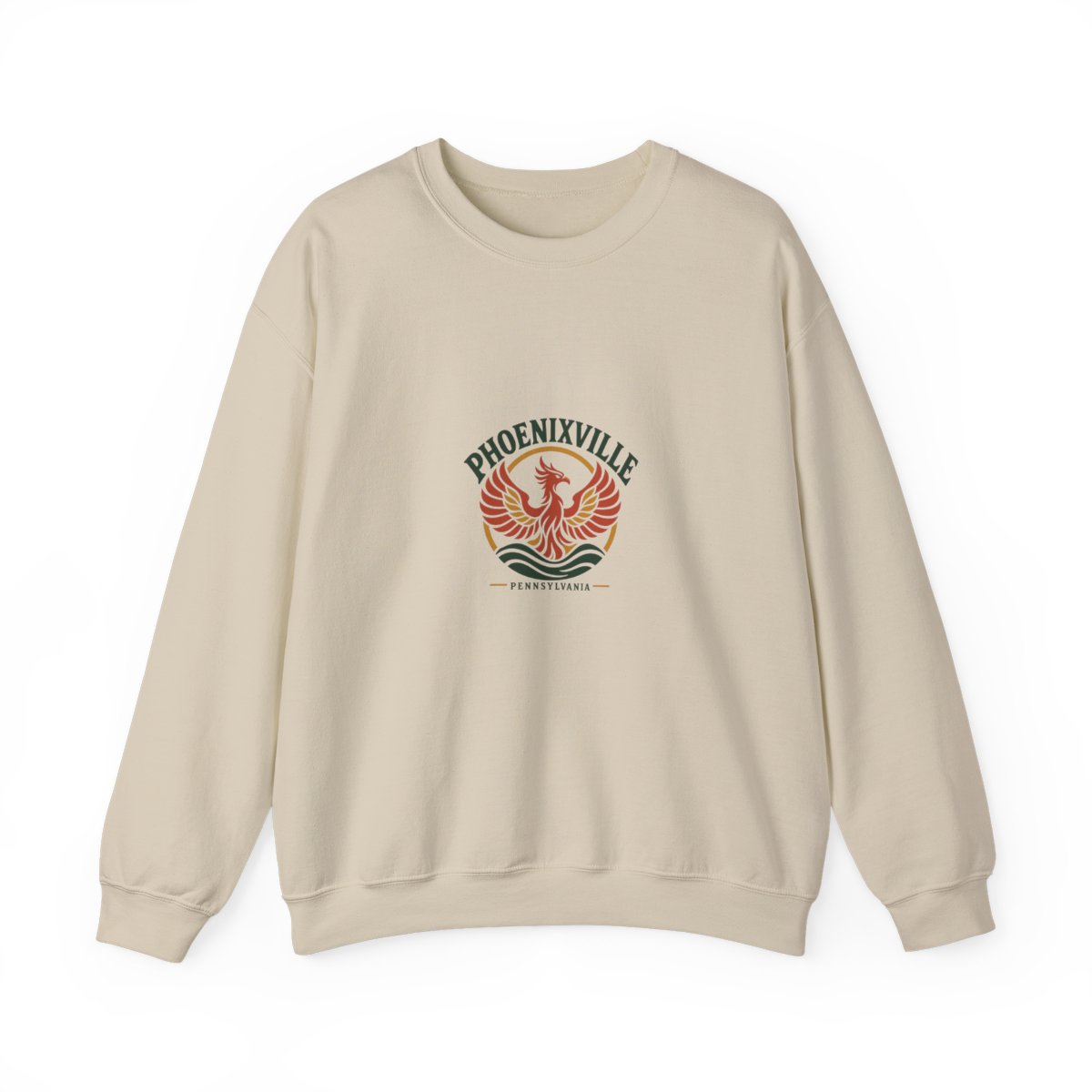 Phoenixville Rising Crewneck — Printify product mockup