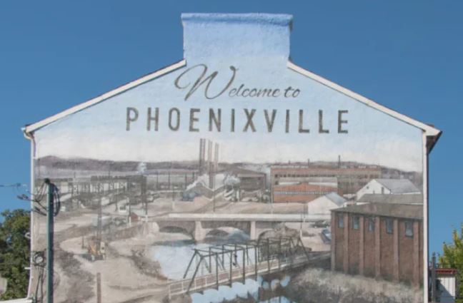 Welcome to Phoenixville mural on a local building